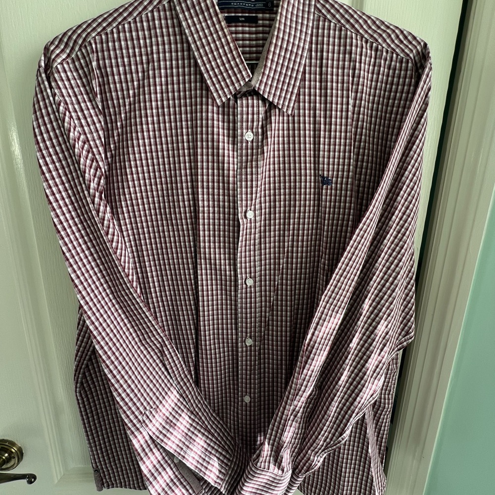Brooks Brothers Red and White Casual Button Down Shirt Red size L